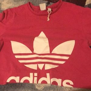 Pink adidas crop top, size XL